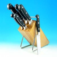 7-PC KNIFE BLOCK SET, FORGED KNIVES, TAPER GRINDED BLADE, GIFT BOX PACK
