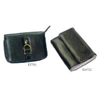 Black 2 Pcs Snap / Zippered Closure Unisex Wallet