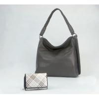 Dark Grey Ladies' Hand Bag And Plaid Pattern Flap Over Ladies' Purse