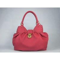 Deep Pink Twin Grab Handles Top Snap Buckle Closure No Pattern Ladies Hand Bag