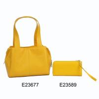 Yellow No Pattern Ladies' 2 Pcs Hand Bag Wristlet Bag Set