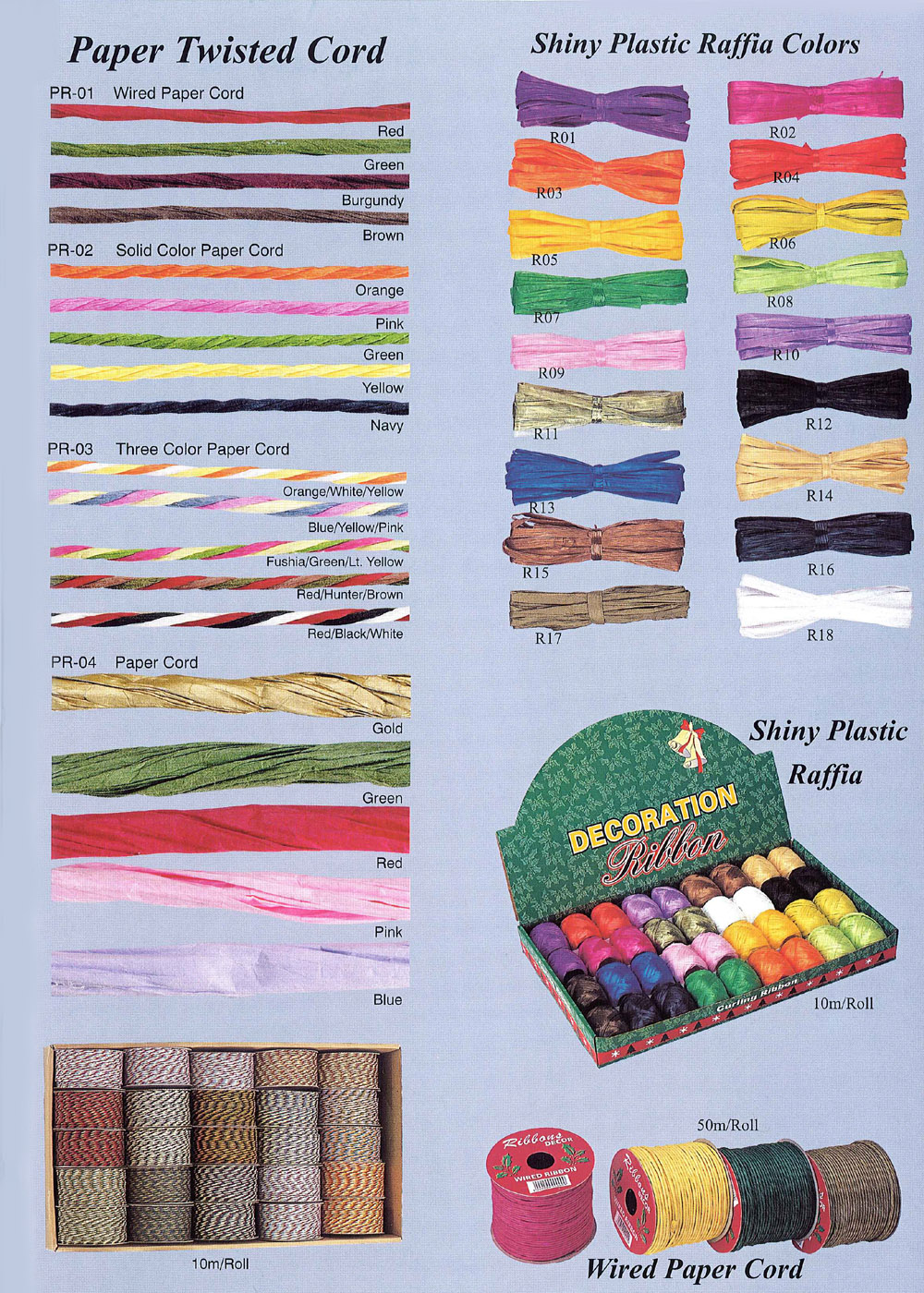 Paper Twisted Cord,Shiny Plastic Raffia Colors,Wired Paper Cord