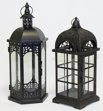 Sell BLACK METAL & GLASS LANTERN