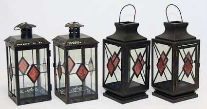 Sell BLACK METAL & GLASS LANTERN