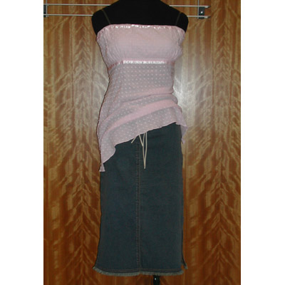 Swiss Dot Tops + Denim Overdye Skirt