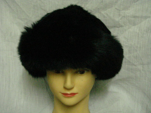 Dyed Colour Fox Trim+ Rabbit Fur Top Hat w/fabric lining