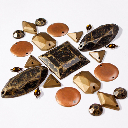 Epoxy Beads & Metal Sequins & Antique Acrylic Stones