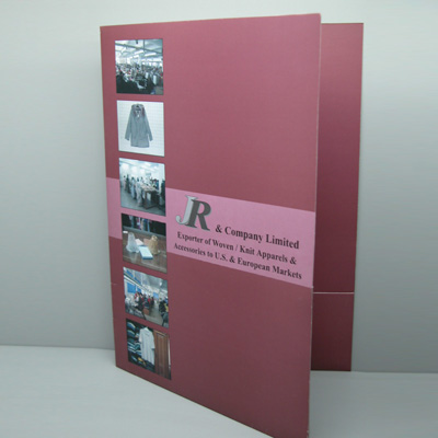 Full color printed promotional folder in matt artcard