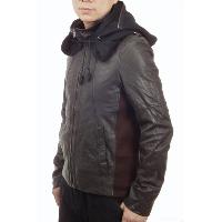 Detachable Cap Leather Jacket