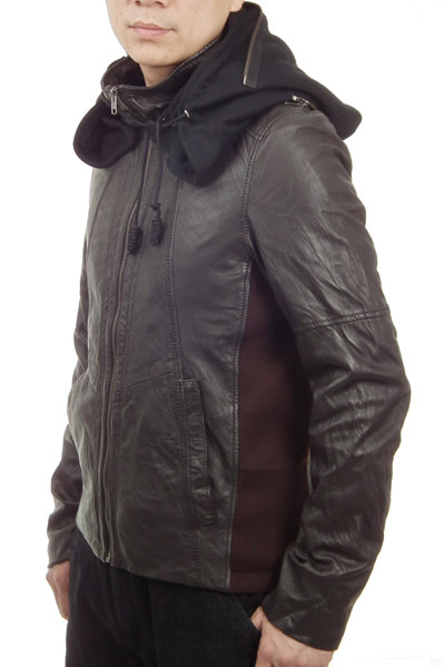 Detachable Cap Leather Jacket