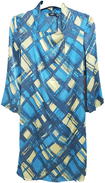 Pleated Detail Print Stretch Silk Dress