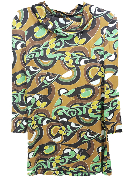 Silk Print Long Sleeves Dress