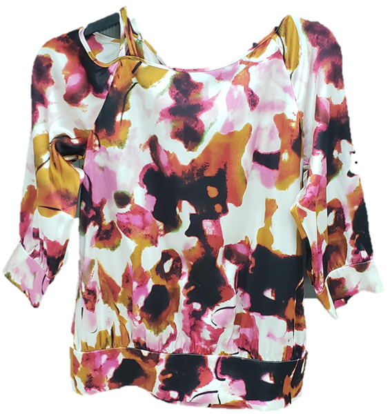 Print Silk Quarter Sleeves Shirt