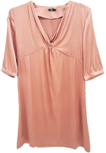 Pleated Detail Print Stretch Silk Dress