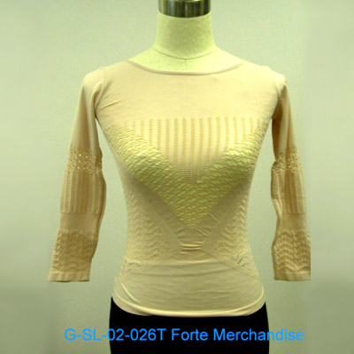 Ladies knitted seamless round neck , 3/4 sleeves