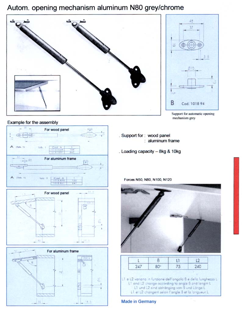 Autom. opening mechanism aluminum N80 gery/chrome