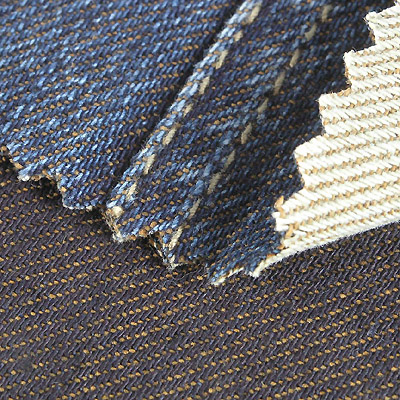 Indigo Dyed Cotton Double Side Denim with Color Yarn
