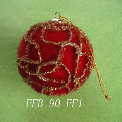 90mm Flocked Ball with Fancy Glittered Line