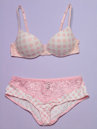 Knit moulded padded bra and brief