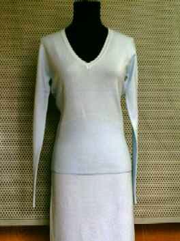 Acrylic Cashmere Pullover w/ Lace Neck