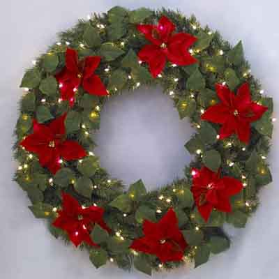 Red Velvet Poinsettia Mixed 48 inches Ltd Wreath