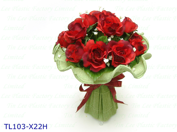 Sell 9.5 inches ROSE/GYPSO STAND BOUQUET W/CORRUGATE PAPER & RIBBON ROW