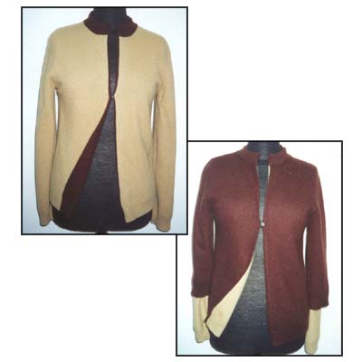 Ladies' 54% Nylon 40% Angora 6% Lambswool Knitted Reversable Cardigan