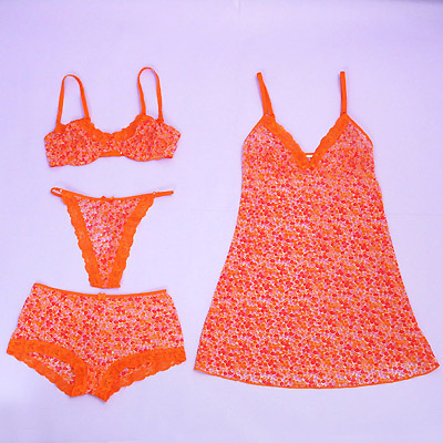 Wired bra w/ printed mesh (Bu-204),T-string (Fu-204A),Pants (Fu-204B),Camisole (Cu-204)