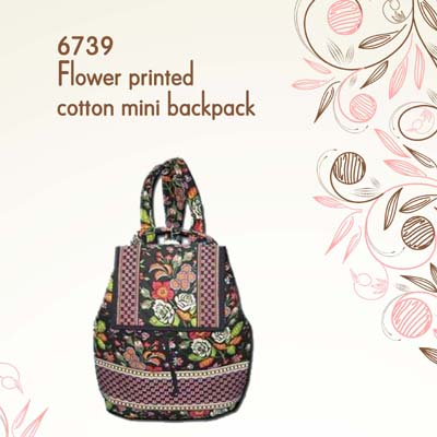 Floral Print Quilted Cotton Backpack