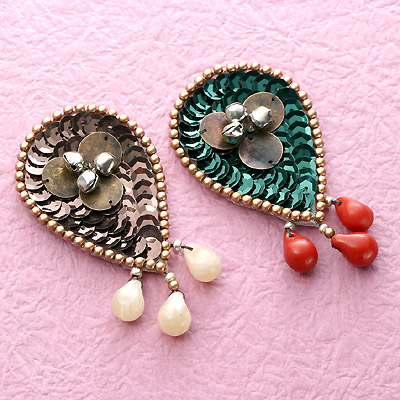 Beaded Motif, with brass plate