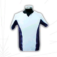 Men's 100% Cotton Knitted T-Shirt with Denim Trimming