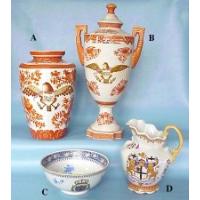A: 12 inches Vase B: 17 inches Jar C: 8 inches Round Bowl D: 8 inches Jug