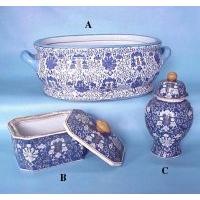 A: 17 inches Footbath B: 7 inches Oct. Tureen Box C: 8 inches General Jar