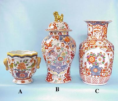 A: 6.5 inches Ice PailB: 15 inches General Jar w/Lion KnobC: 12 inches Canton Vase