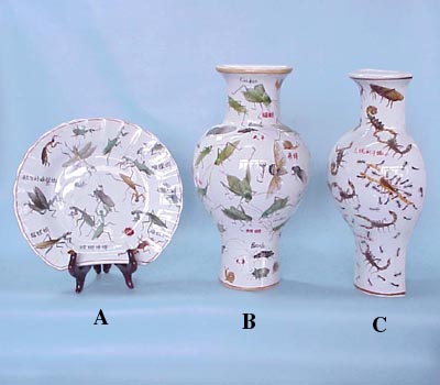 A: 10 inches Semi-circle plateB: 12 inches Semi-Hanging VaseC: 12 inches Semi-Hanging Vase