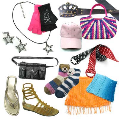 Imitation Jewellery, Belt, Bag, Shoes, Cap, Socks, Scarf