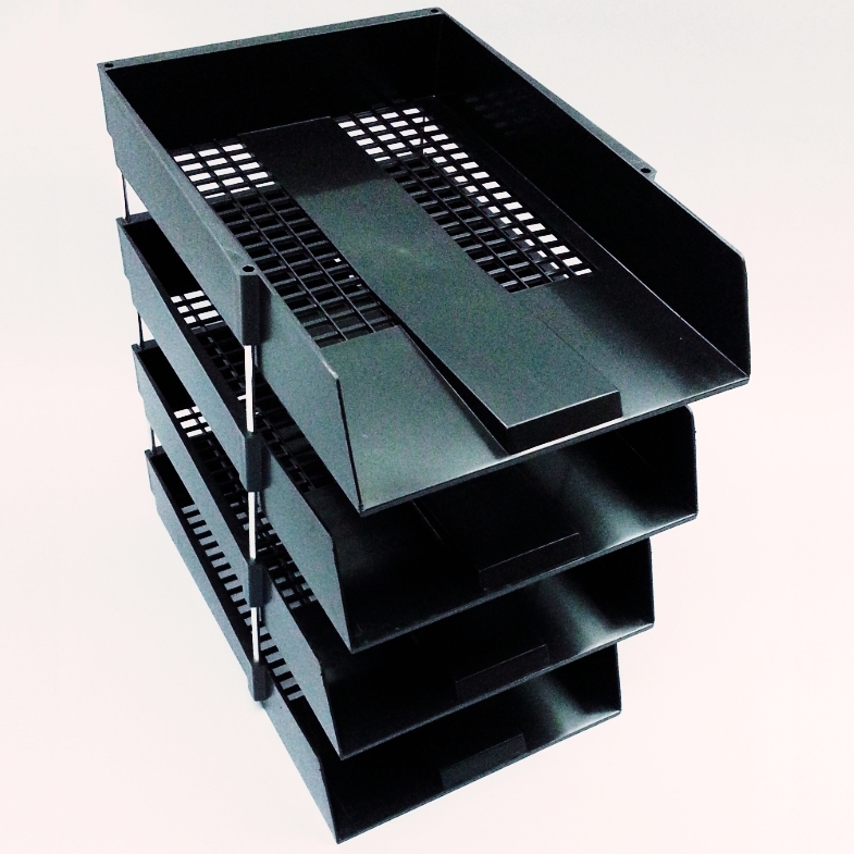 PULLING STYLE black colour 4 LAYER PLASTIC FILE TRAY