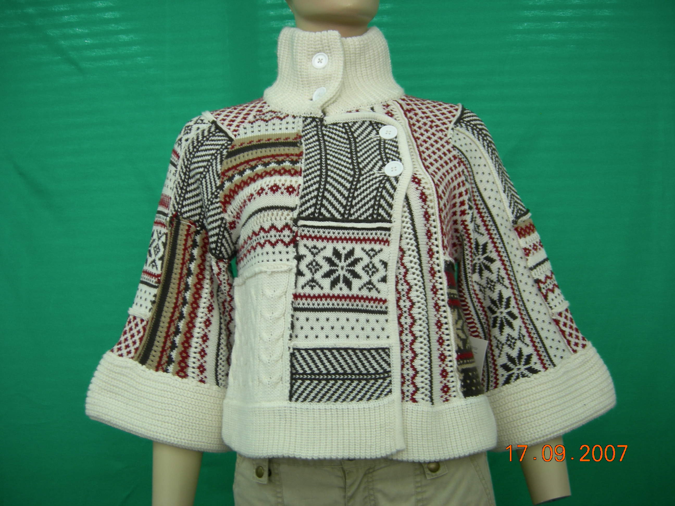 Mock Neck Jacquard Cardigan