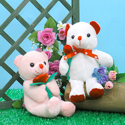 Valentines bear with flower, assorted styles