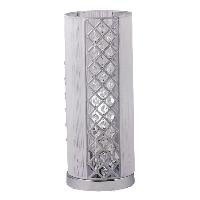 Table Lamp, round shape, silver threaded shade with crystal decoration