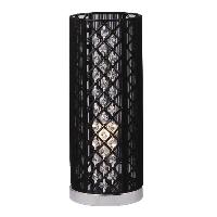 Table Lamp, round shape, black threaded shade with crystal decoration