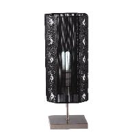 Table Lamp, square shape, black threaded shade with crystal decoration