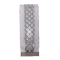 Table Lamp, square shape, silver threaded shade with crystal decoration