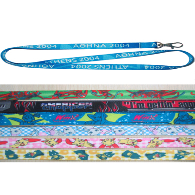 1.5x90cm Polyester Lanyard with heating transfer logo in two side with Metal hook.