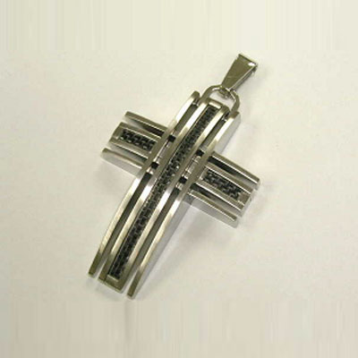 Stainless Steel Pendant with Carbon Fiber, Wood