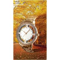 AUTUMN Metal Band Three Hands Hollow Dial Analog Watch