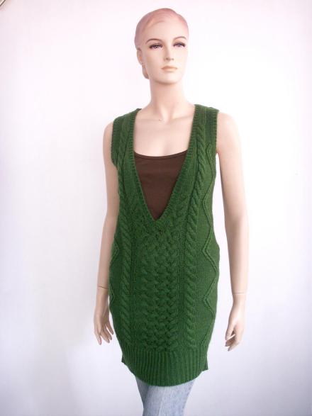 Knitted Long Top W/cable Stitching