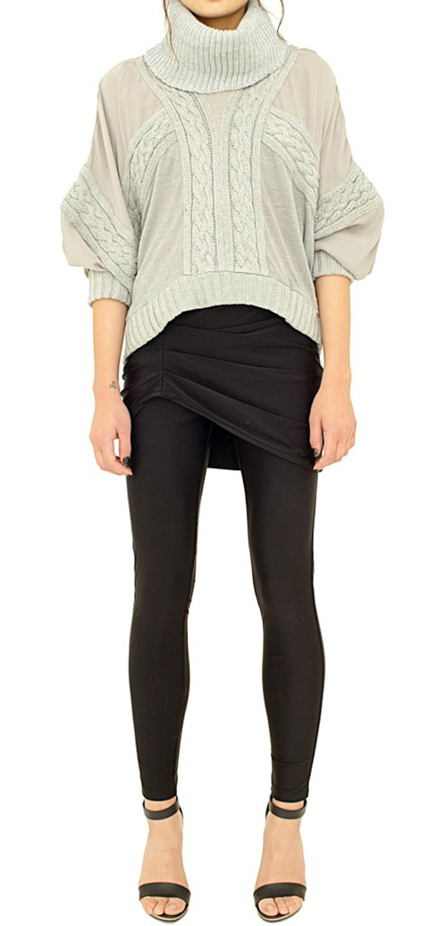 Turtle Neck Long Sleeve Irregular Edge Sweater Pullover
