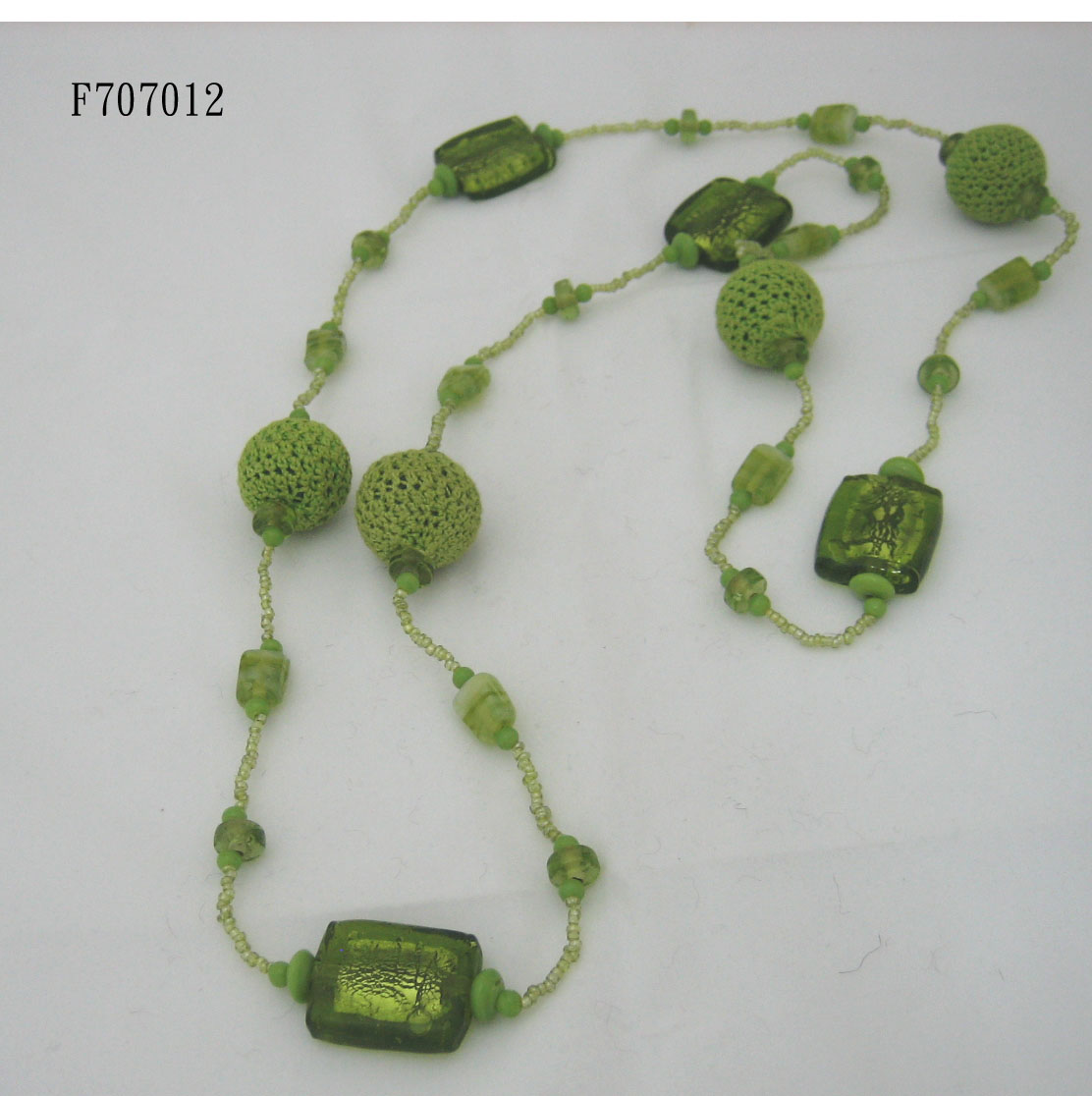 Fashion Necklace With Acrylic & Fabric Beads