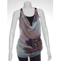 Ladies' 100% Polyester 2 Layer Knit + Woven + Top + With Print Fabric Layer At Front
